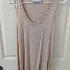 Pink tank top with gold accents